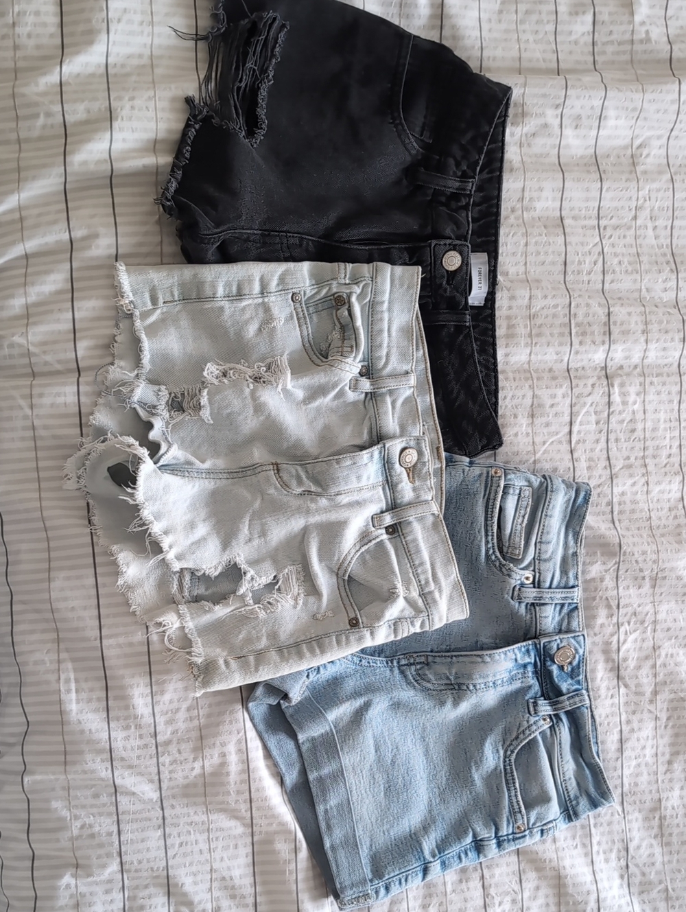 3 pack Garage Women's Denim Short — Black, Light Blue, White/Very Light Blue